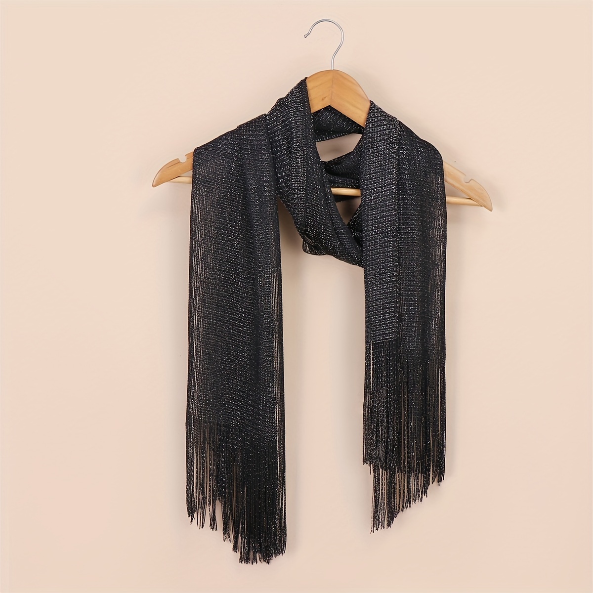 Elastic Fringed Shawls And Wraps For Evening Wear