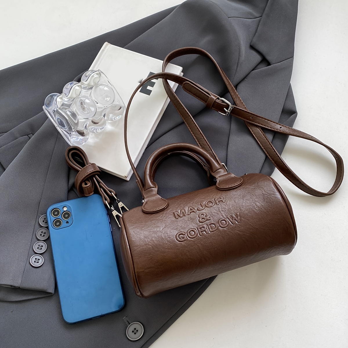 ファッションレトロスモールボストンバッグ、レターパターンクロスボディバッグ、シンプルなPUハンドバッグと財布、毎日の旅行に最適