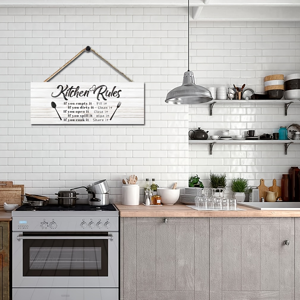 Kitchen Rules Sign Funny Kitchen Rules Wall Decor Farmhouse Kitchen Wood  Wall