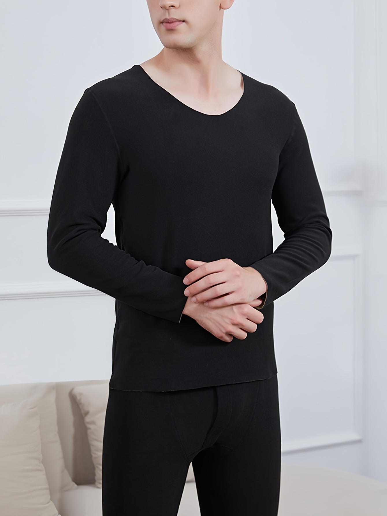 Asian Size Long Johns Thermal Underwear Men Seamless Fleece - Temu Canada