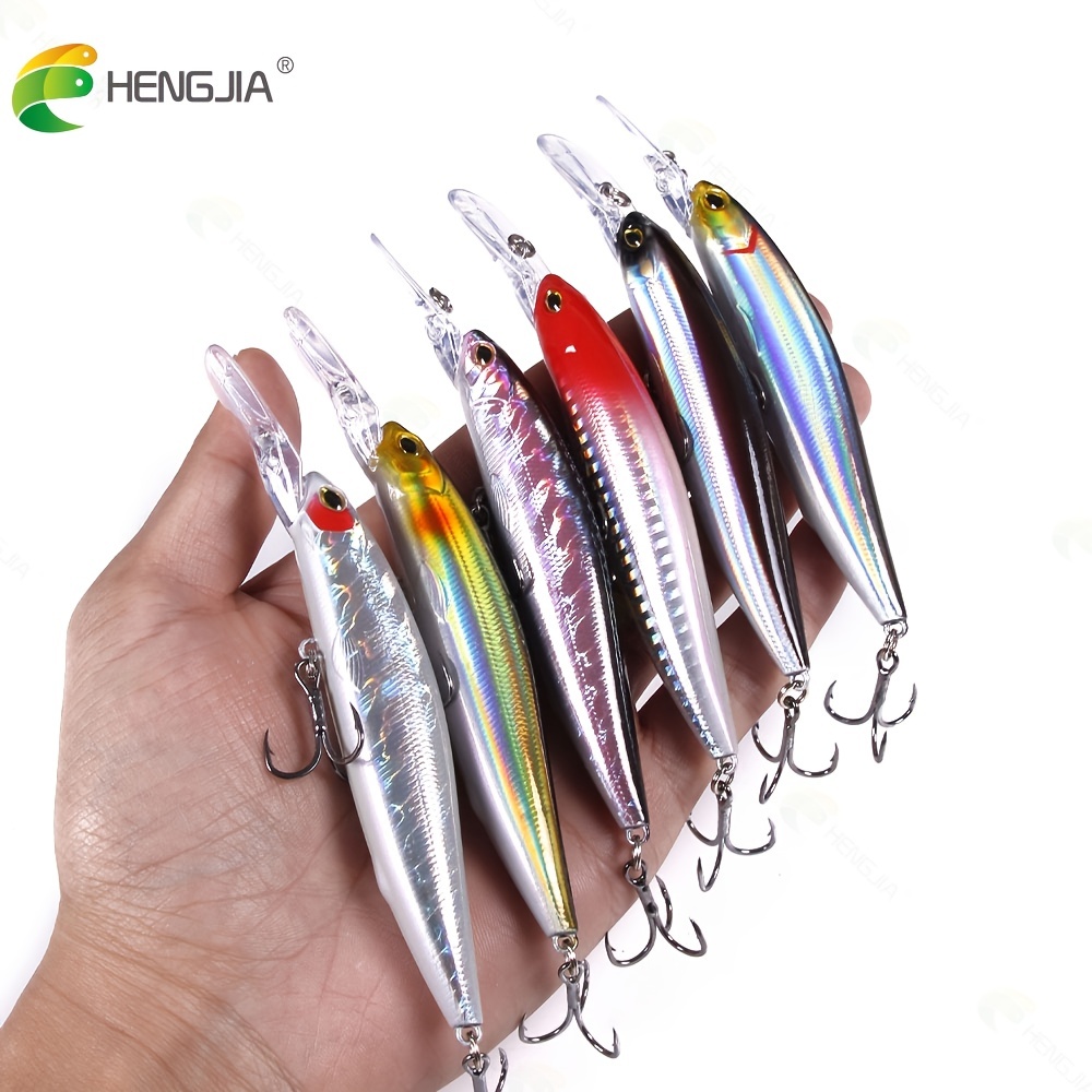 6pcs Deep Diving Minnow Fishing Lures - Long Casting Swimbait For Bass -  13cm/5.11in, 15.5g - Effective Fishing Tackle, Today's Best Daily Deals