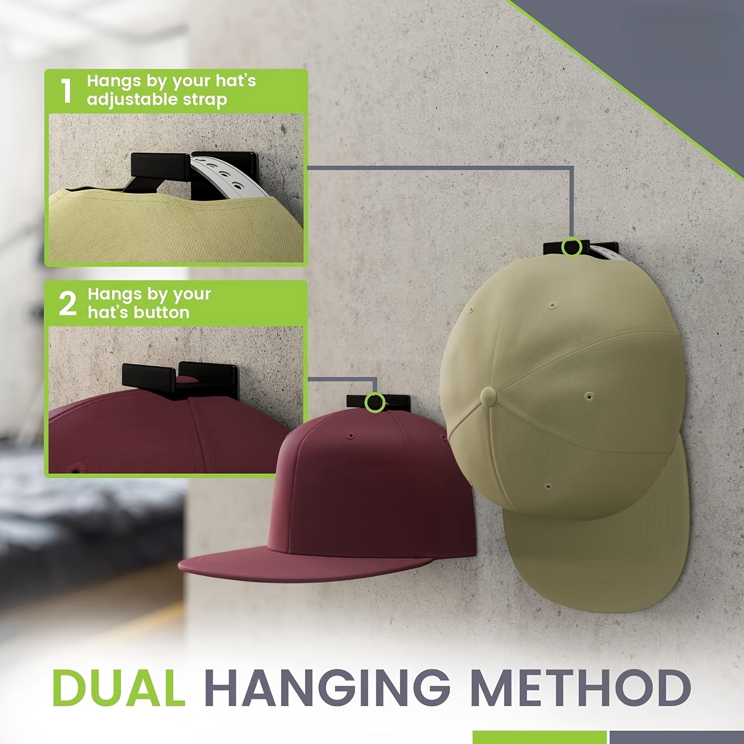 5/8pcs Adhesive Hat Rack Display Hooks for Wall Door Baseball Cap