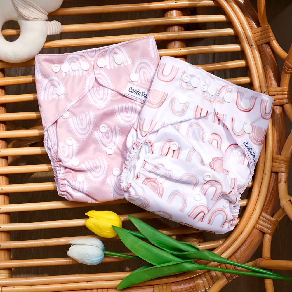 Pañales de tela ajustables reutilizables para bebés, pañales de tela  lavables, bolsillo de tela para bebés recién nacidos y niñas (4 piezas,  insertos