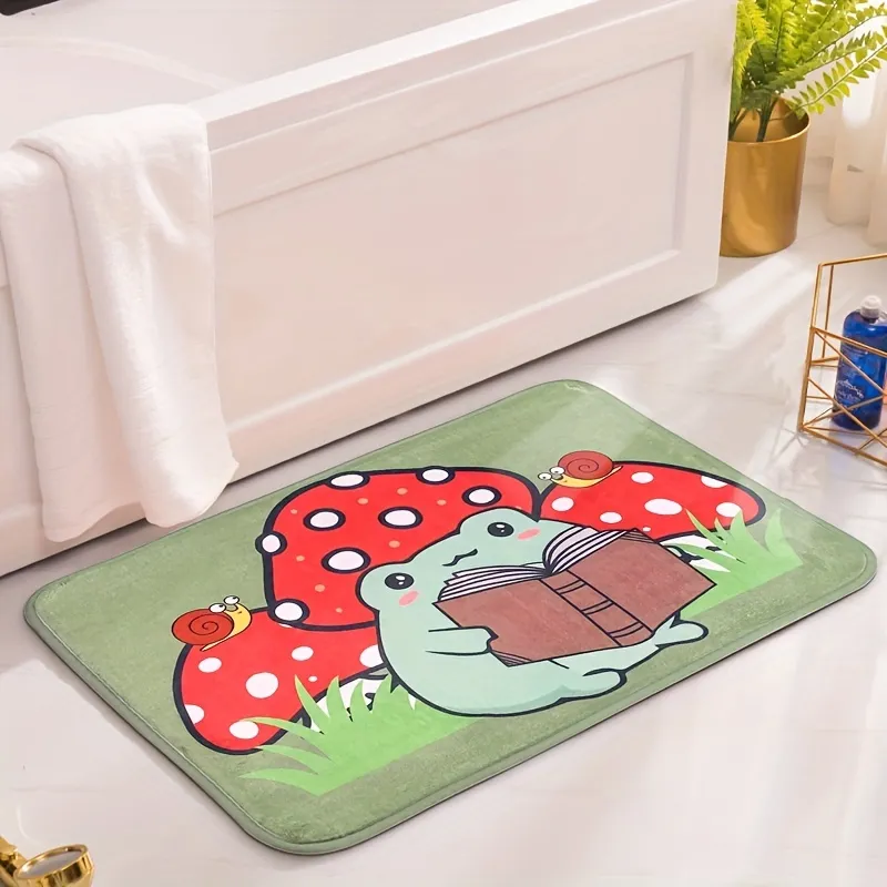 1pc Soft And Non Slip Flannel Bath Mat With Cute Mushroom And Frog Printing  Perfect For Bathroom Toilet Living Room And Home Decor | Find Great Deals  Now | Temu Austria