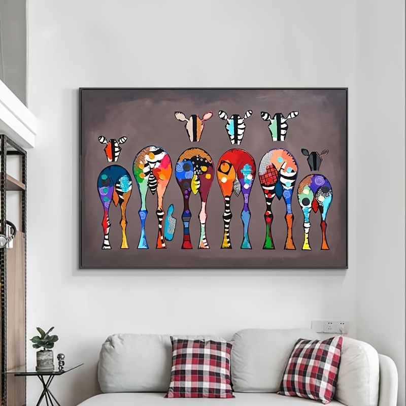 1pc Abstract Colorful Zebra Canvas Art Paintings Wall Posters And Prints Art Picture For Modern Living Room Home Decor Frameless