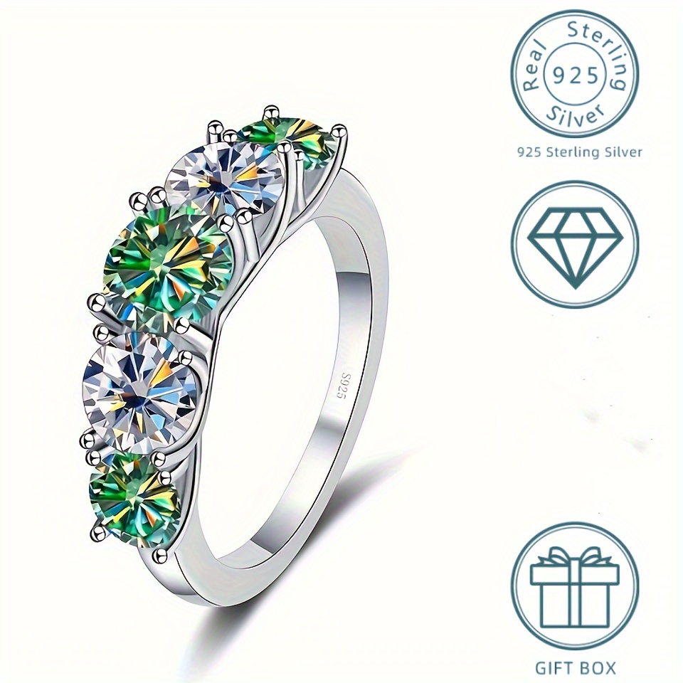 925 Silver Ring Inlaid Moissanite 3.6ct High Engagement Wedding Ring