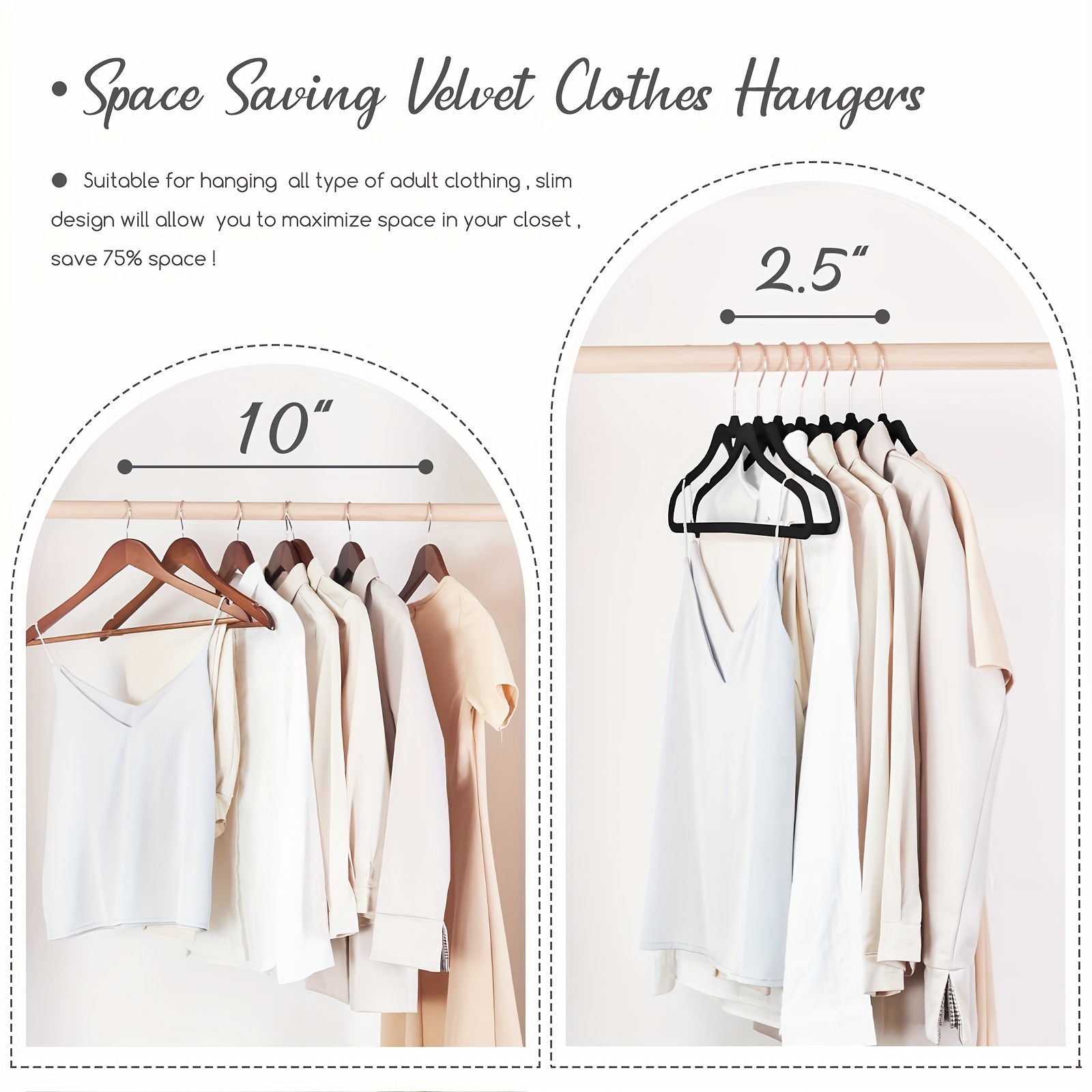 20pcs White Velvet Clothes Hangers With Non-slip Felt, Heavy Duty
