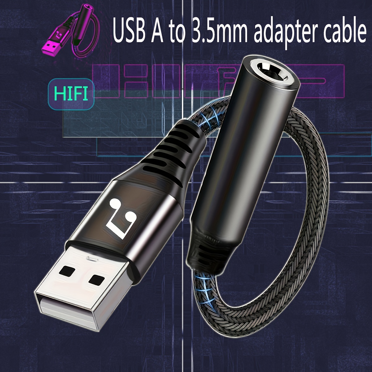 USB à 3.5mm Audio Jack Adaptateur, Convertisseur de Carte Son Externe  Compatible avec Casque, PC, Ordinateur Portable, Mac, Ordinateurs de Bureau