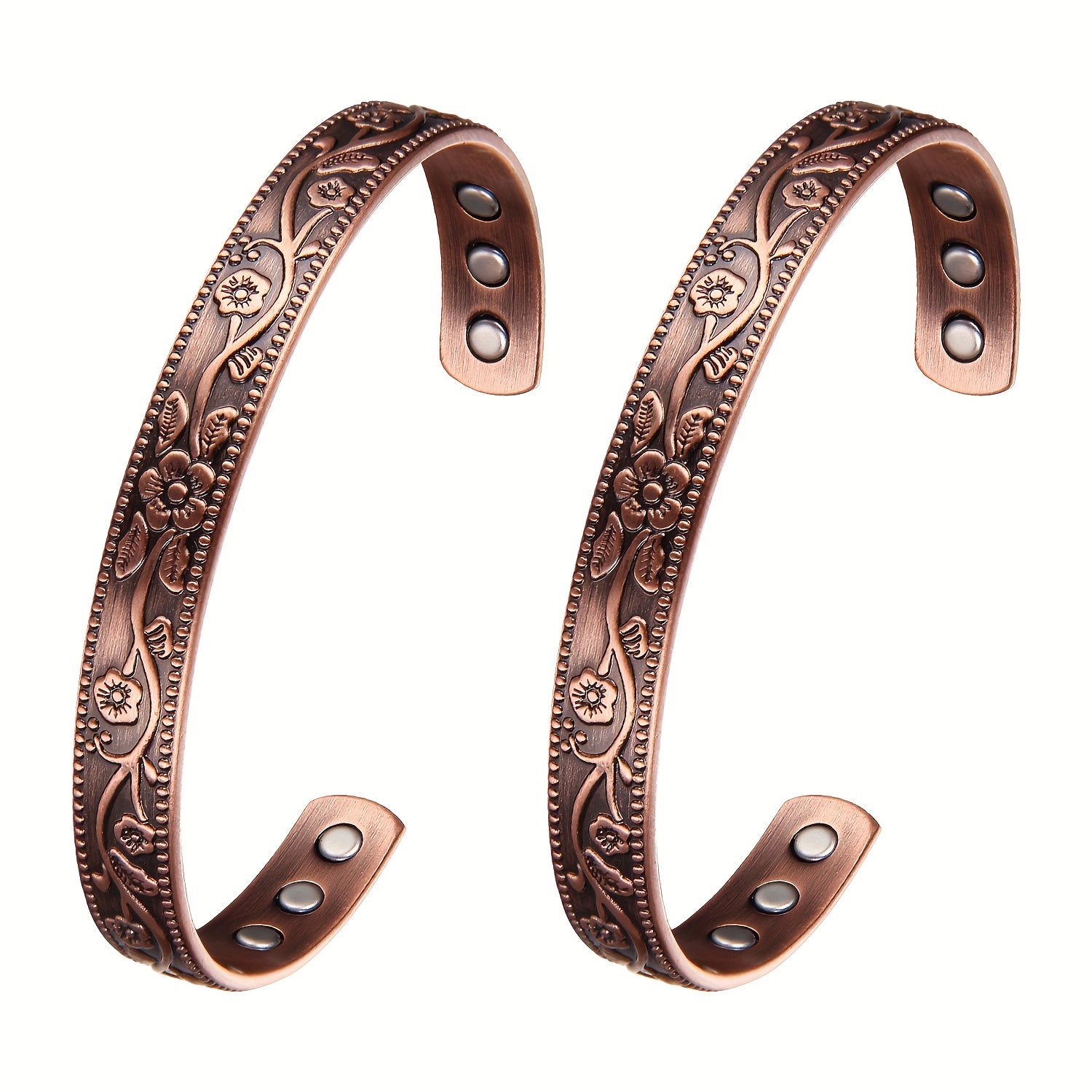 2pcs Arthritis Magnetic Therapy Copper Bracelet For Women Pain Relief 3500 Gauss Jewelry Gift