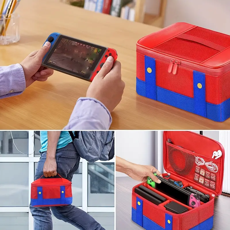 1pc large storage for switch carry case storage carrying case compatible with nintendo switch switch oled soft shell protective travel case for switch console pro controller accessories details 4