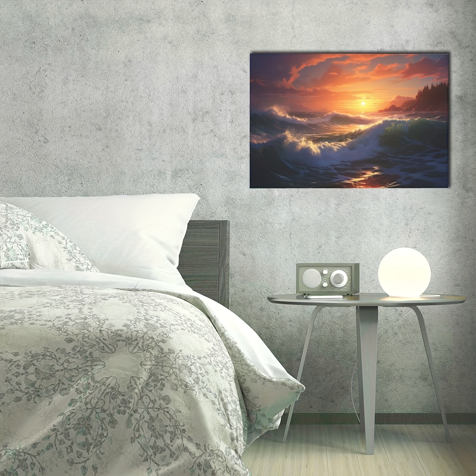 1pc Framed Landscape Canvas Print Poster Sunrise Ocean Beach Waves Scenery Canvas  Wall Art Artwork Wall Painting For Bathroom Bedroom Office Living Room Wall  Decor Home Decoration - Home & Kitchen - Temu