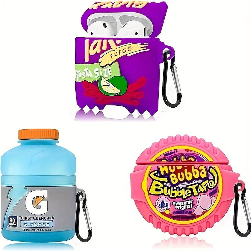 

Unique Cartoon Airpods 1/2 Protective Case, Interesting Purple Potatoes And Pink Bubble Gum And Sports Drinks, Creative Food And Beverage Silicone Earphone Case