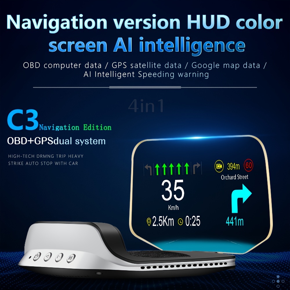 Car Head Up Display Hud Display With Obd2 Interface Plug - Temu