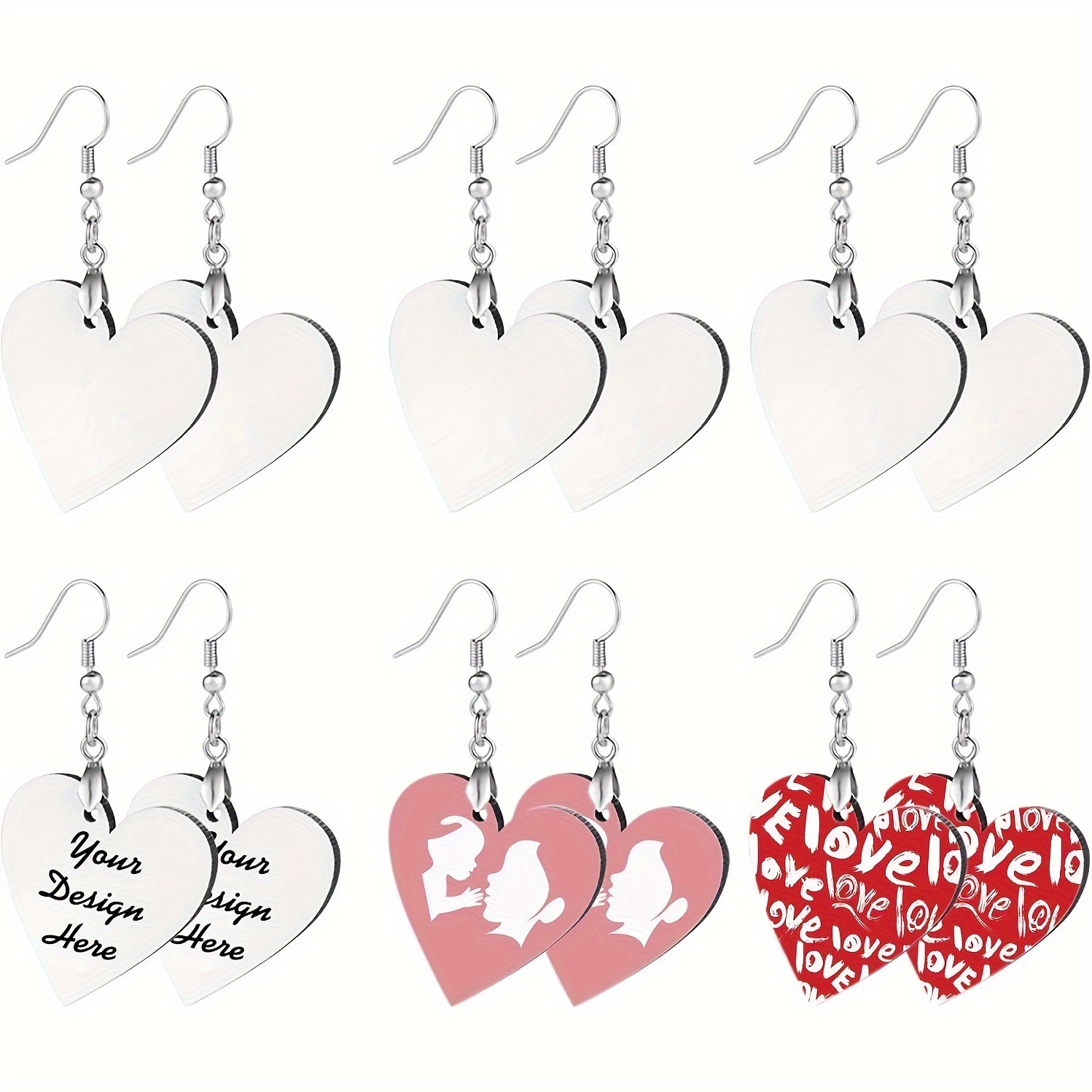 

24pcs Elegant -shaped Earring Blanks, Sublimation Crafts, No Electricity Needed, Valentine's Day Gifts