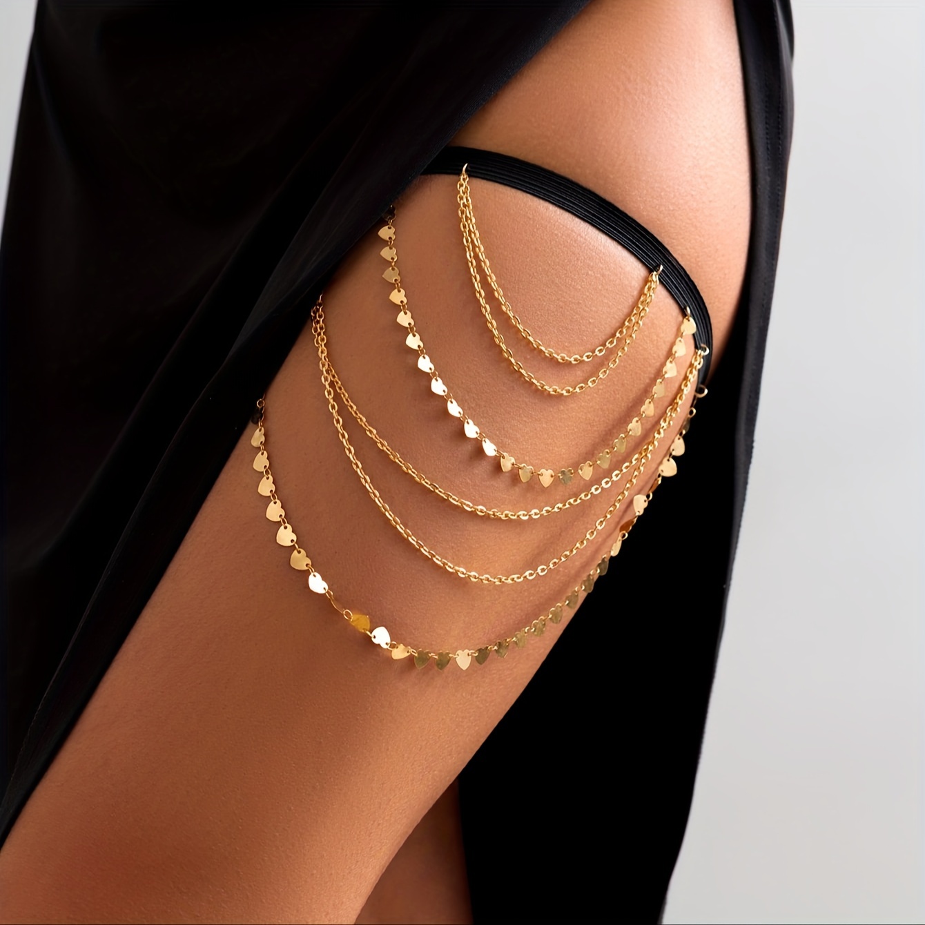 Layered Faux Pearl Beads Chain Elastic Thigh Garter Elegant - Temu