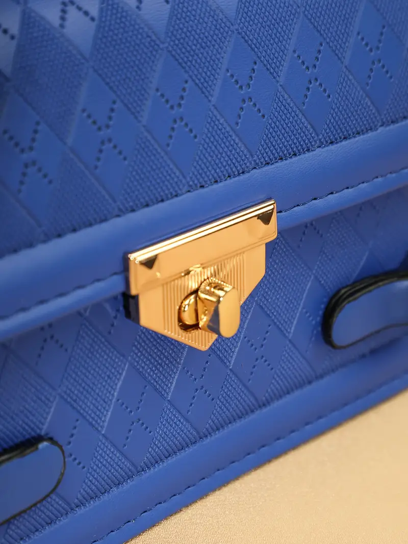 stylish argyle embossed handbag retro square crossbody bag womens shoulder flap purse with turn lock details 5