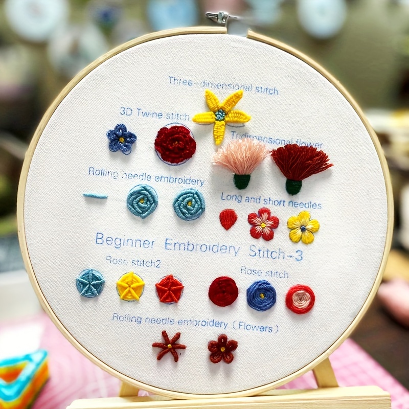 3 Pack Animal Flower Embroidery Kit with Hoop & Instruction