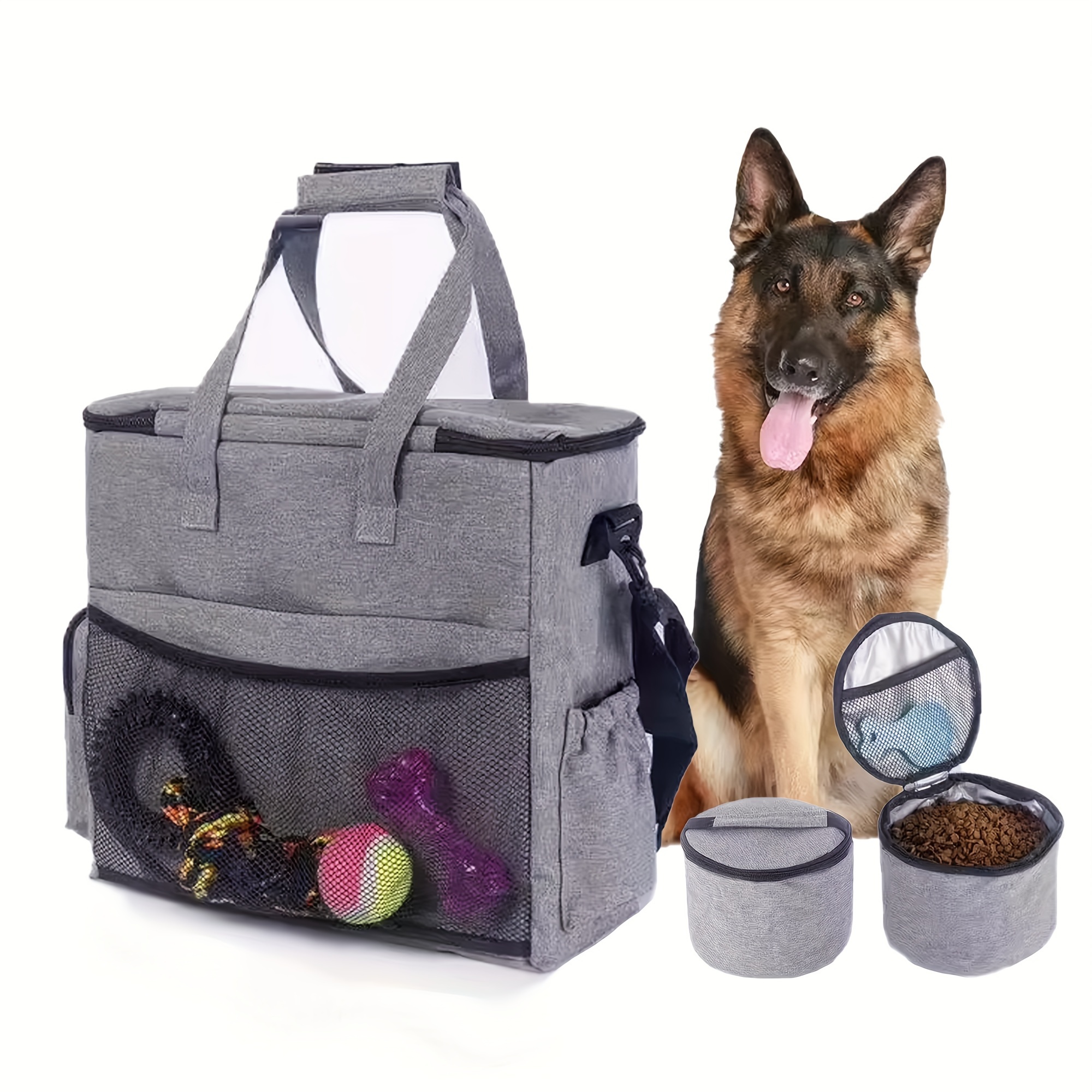 Juego de 6 bolsas de viaje para perros, kit de viaje grande para mascotas,  incluye 2 contenedores de alimentos, 1 organizador de viaje para perros, 2