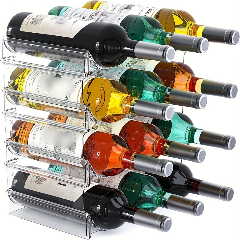 Botellero Vino Vertical con Soporte de Vidrio, Botelleros Vino Apilable  para 4 u 8 Botellas y 8 Copas de Vino para Decoración del Hogar y  Almacenamiento de Cocina, Bar, Bodega, Gabinete 