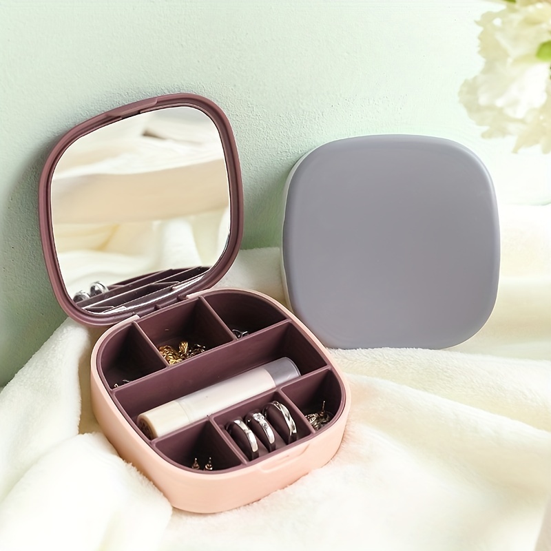 Mini Jewelry Box With Mirror, Portable Travel Jewelry Case, Holder