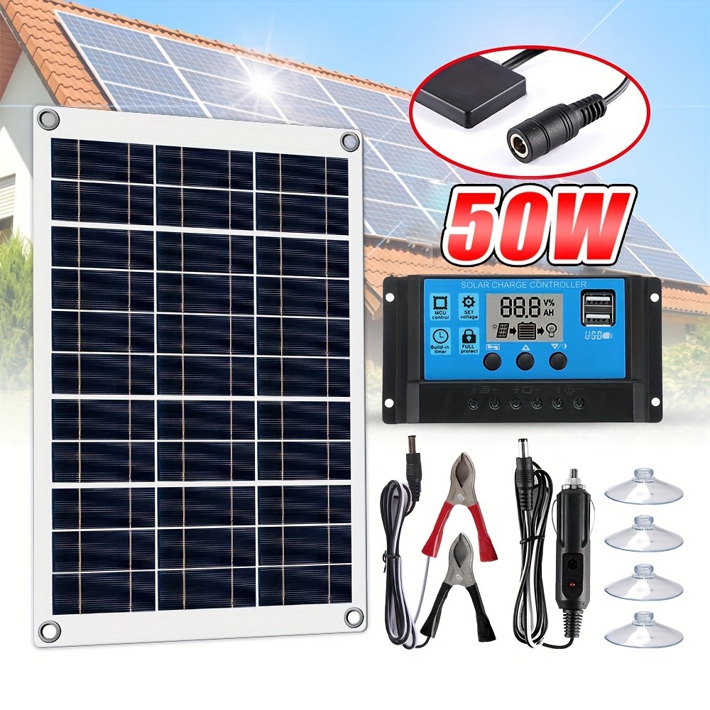 Panel Solar 200W De Kit 100A Controlador de Cargador Bateria Para Barco RV  ATV