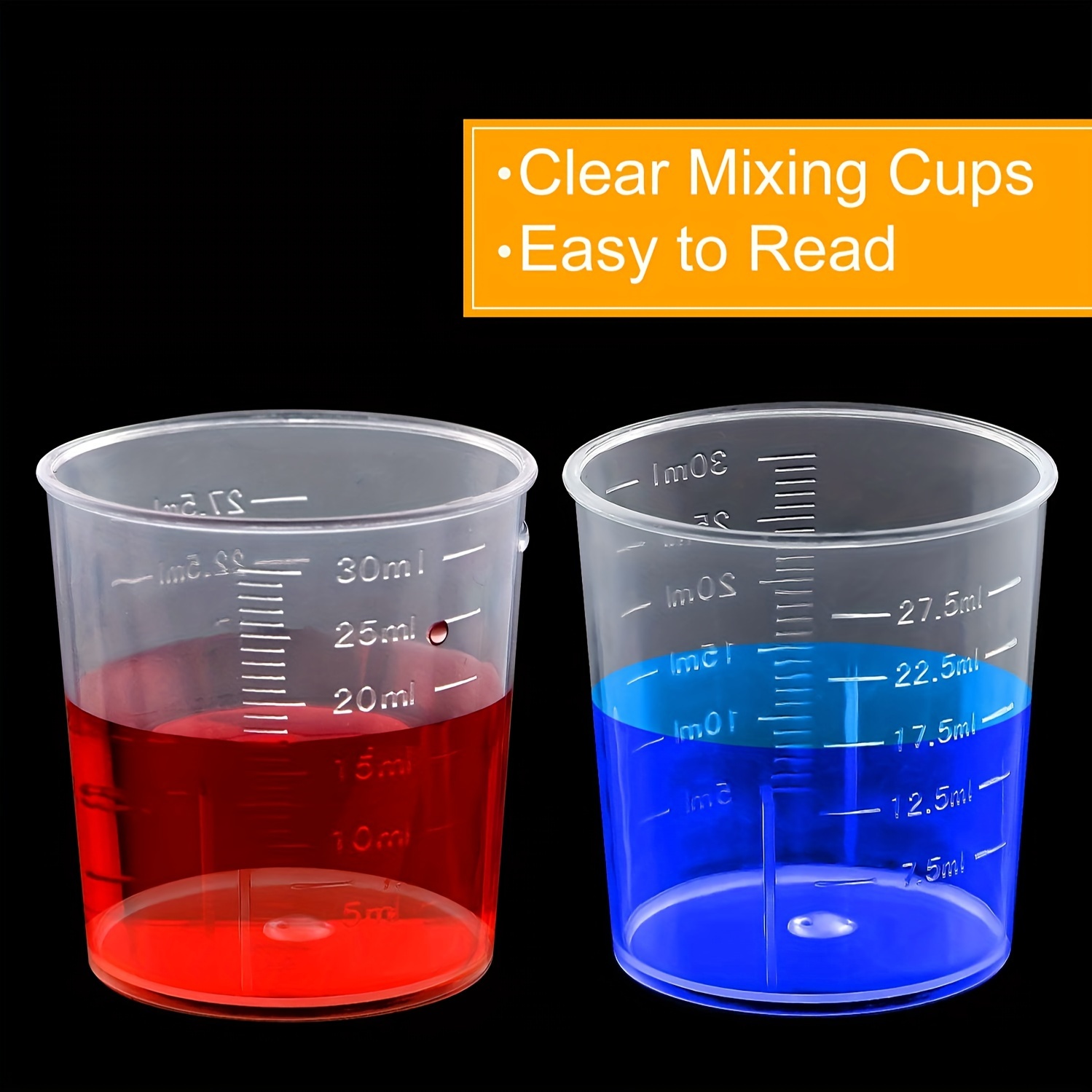 2oz (60ml) Graduated Plastic Measuring Cups, 100 Cups 25 Mixing