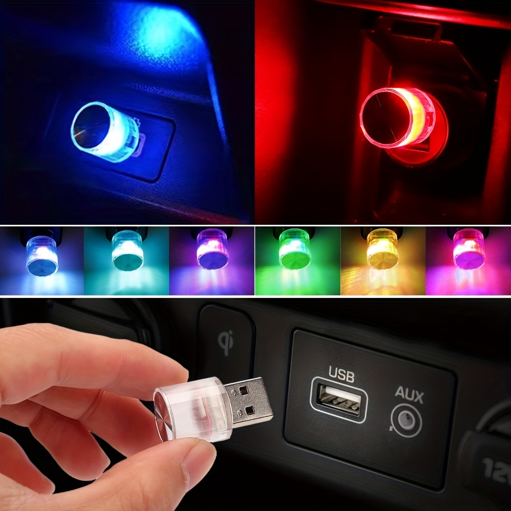 2 luces LED para interiores de automóvil, 7 colores de iluminación  ambiental para interior del automóvil, luz de lectura interior recargable  por USB, luces LED portátiles para automóvil : Automotriz 