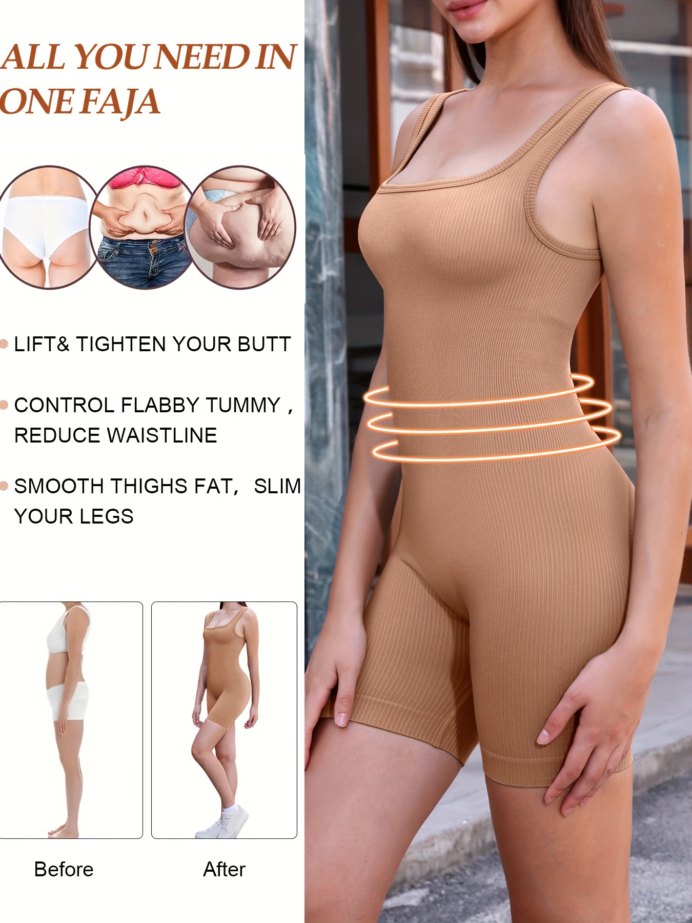 Seamless Tank Shaping Romper Tummy Control Butt Lifting - Temu