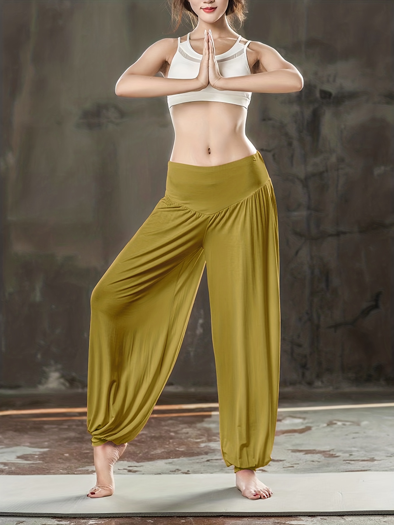 Solid Stretchy Baggy Pants Casual Comfy Yoga Pants Season - Temu