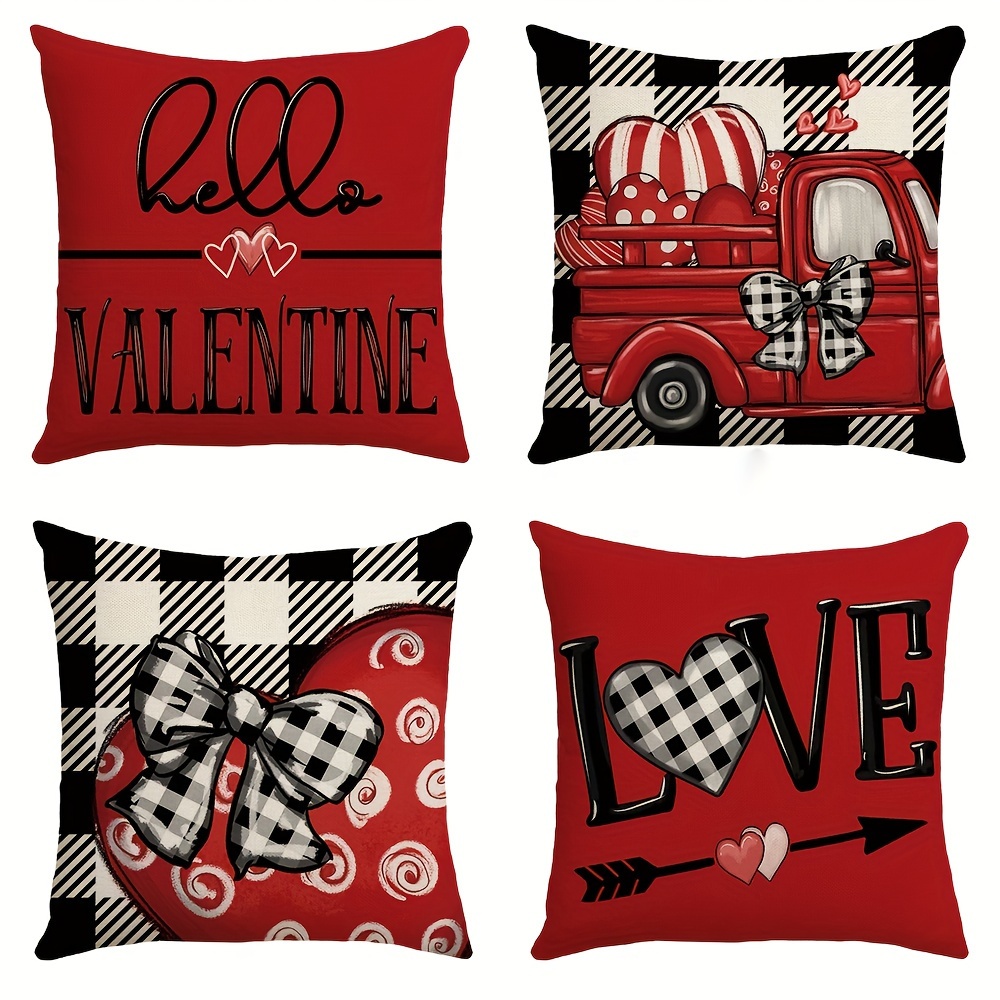 Valentines Day Pillow Covers Love Heart Valentines Day Throw - Temu