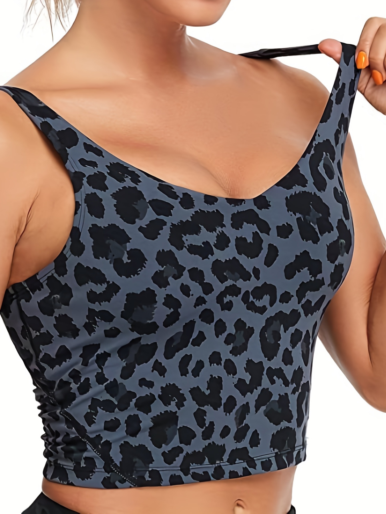Buy Longline Sports Bras for Women Padded Workout Tops Medium Support Crop  Tops for Women, Grey Leopard Printed, Medium at