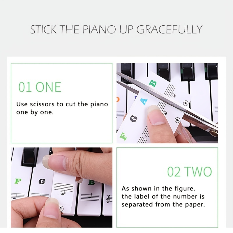 1x Elektrisches Klavier Keyboard Noten-Aufkleber 88/61/54/49Tasten Piano  Sticker