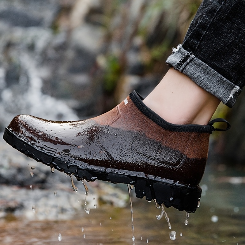Mens Rain Boots New Waterproof Non Slip Slip On Rain Shoes Mens Footwear  For Outdoor Working Fishing, Shop The Latest Trends
