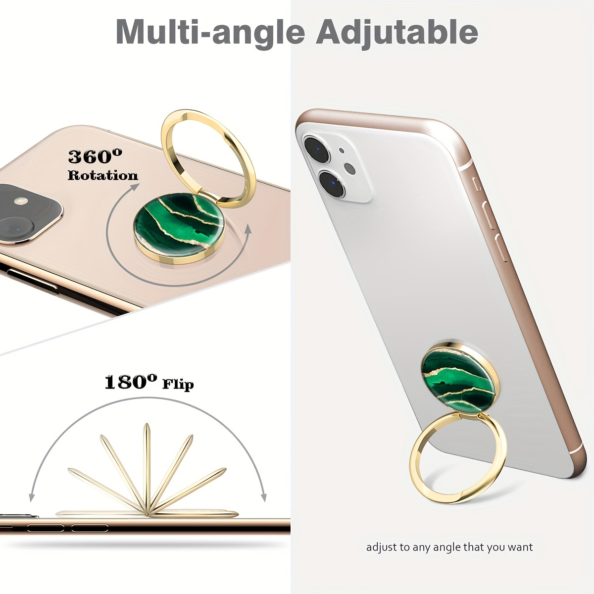 Agarre de anillo de dedo para teléfono móvil, soporte para anillo de  teléfono, soporte de dedo, soporte de metal de rotación de 360°, para  montaje