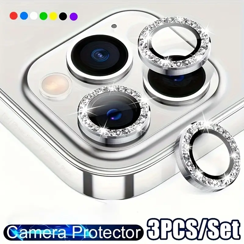 Iphone 13 14 11 15 Pro Max Glitzer Kristall Metall Kamera - Temu