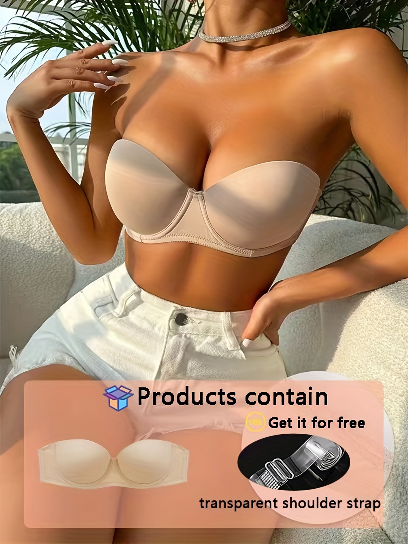 Simple Solid Seamless Bra Chest Pad Comfy Breathable Push - Temu
