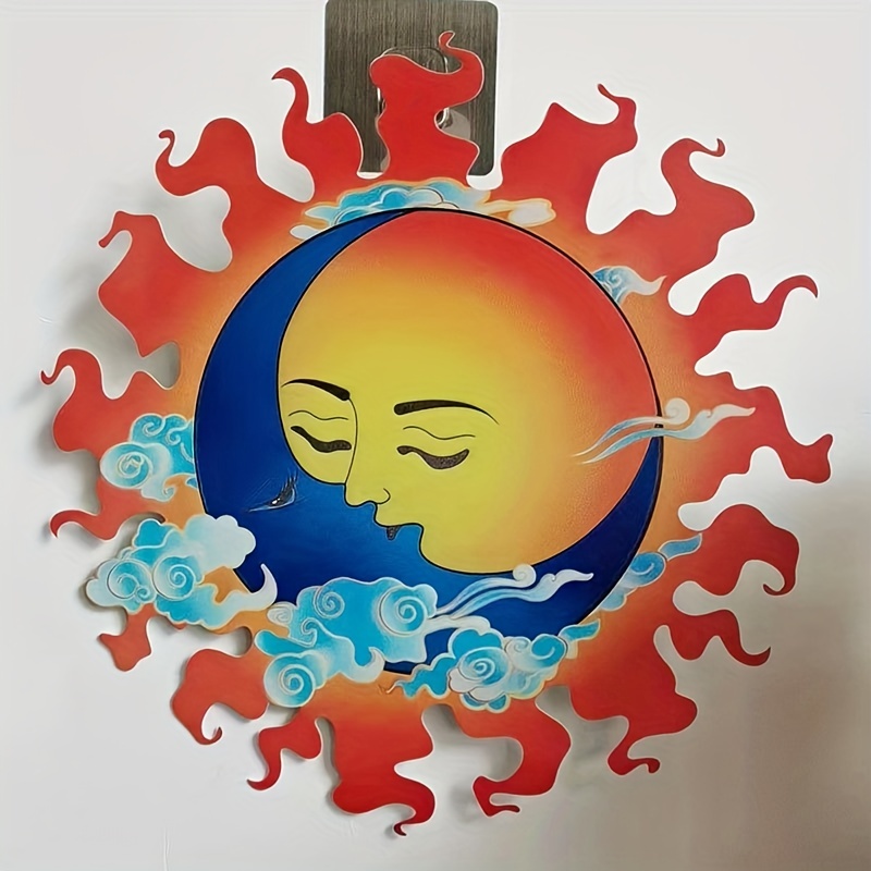 Décoration Murale en Métal Soleil Et Lune, Plaque Murale en Fonte