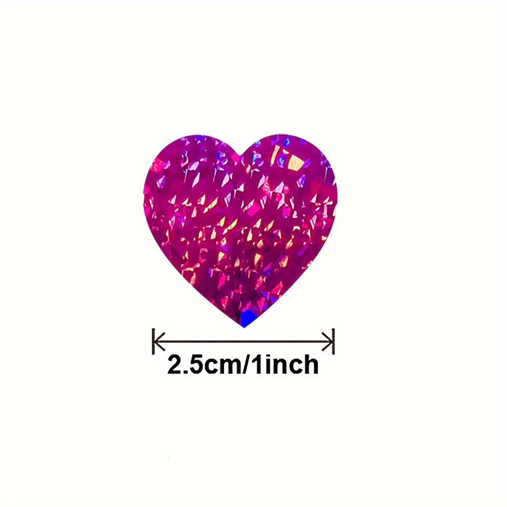  500PCS Glitter Heart Stickers, 1 Valentine's Day Foil