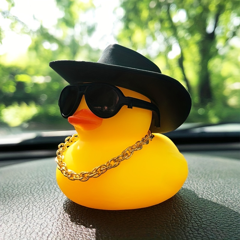 Car Cute Little Yellow Duck Cowboy Hat Sunglasses Necklace - Temu
