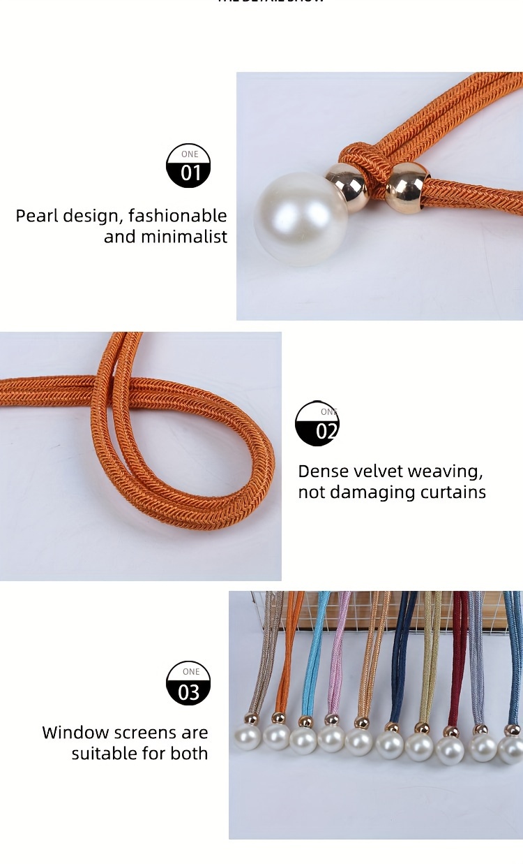 2pcs french curtain tiebacks with   pearl decorations convenient drape tiebacks decorative curtain holdbacks holder curtain tiebacks for window draperies curtain ties for home bedroom office decor details 9