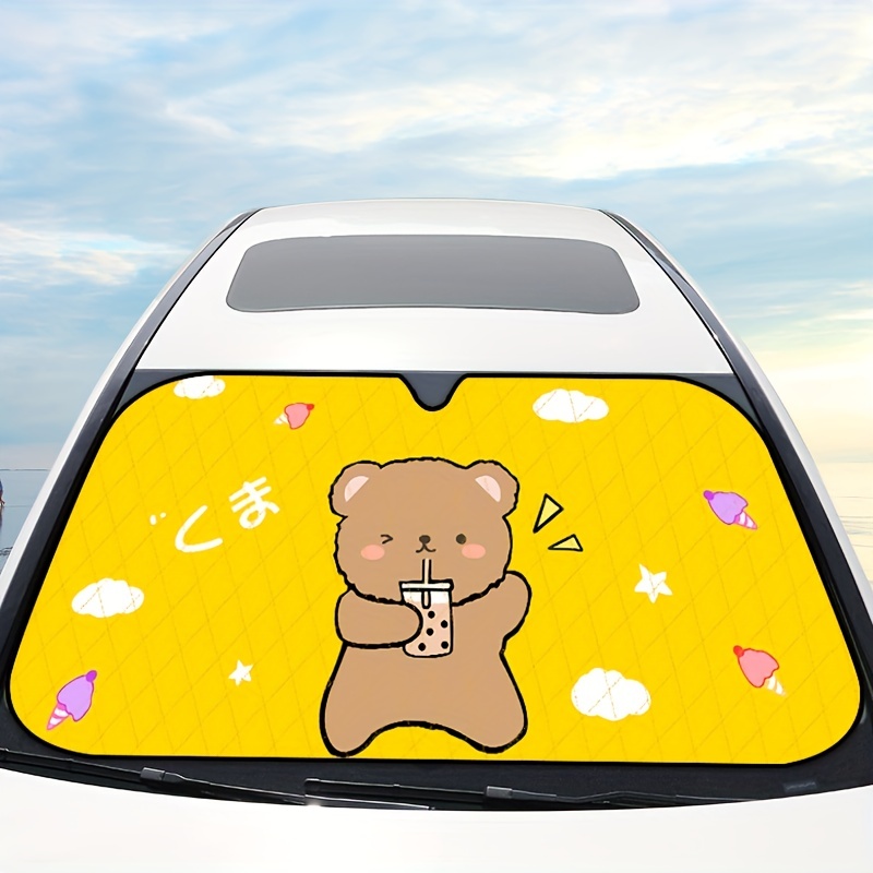 Pare-soleil de voiture Anime mignon et amusant - Pare-soleil pliable -  Réflecteur UV pour voitures, SUV, camions - Garde le véhicule au frais  (129,5 x 69,8 cm, petite taille : : Auto