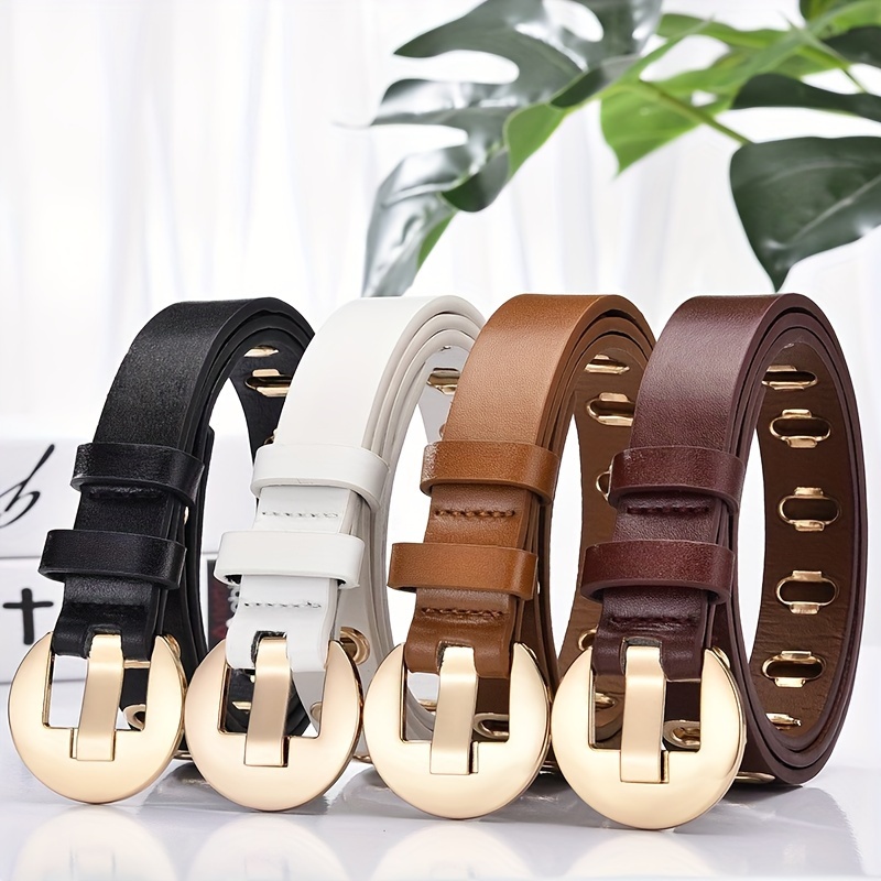 Plus Size Vintage Belt Double Ring Buckle Solid Color Belt - Temu