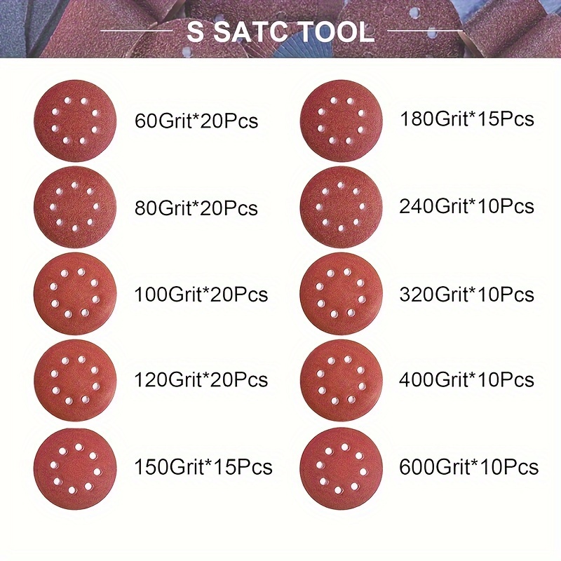 S SATC 1000 Grit 5 Inch Sanding Disc 8 Hole Hook and Loop Sanding