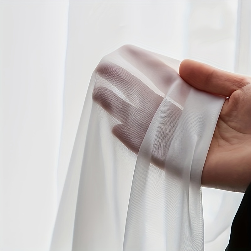 TEMU [germany] 1pc Modern White Chiffon Semi Sheer Curtain For Living Room Bedroom High Elegant Window Tulle Curtains For Kitchen Door Hook Or Ring