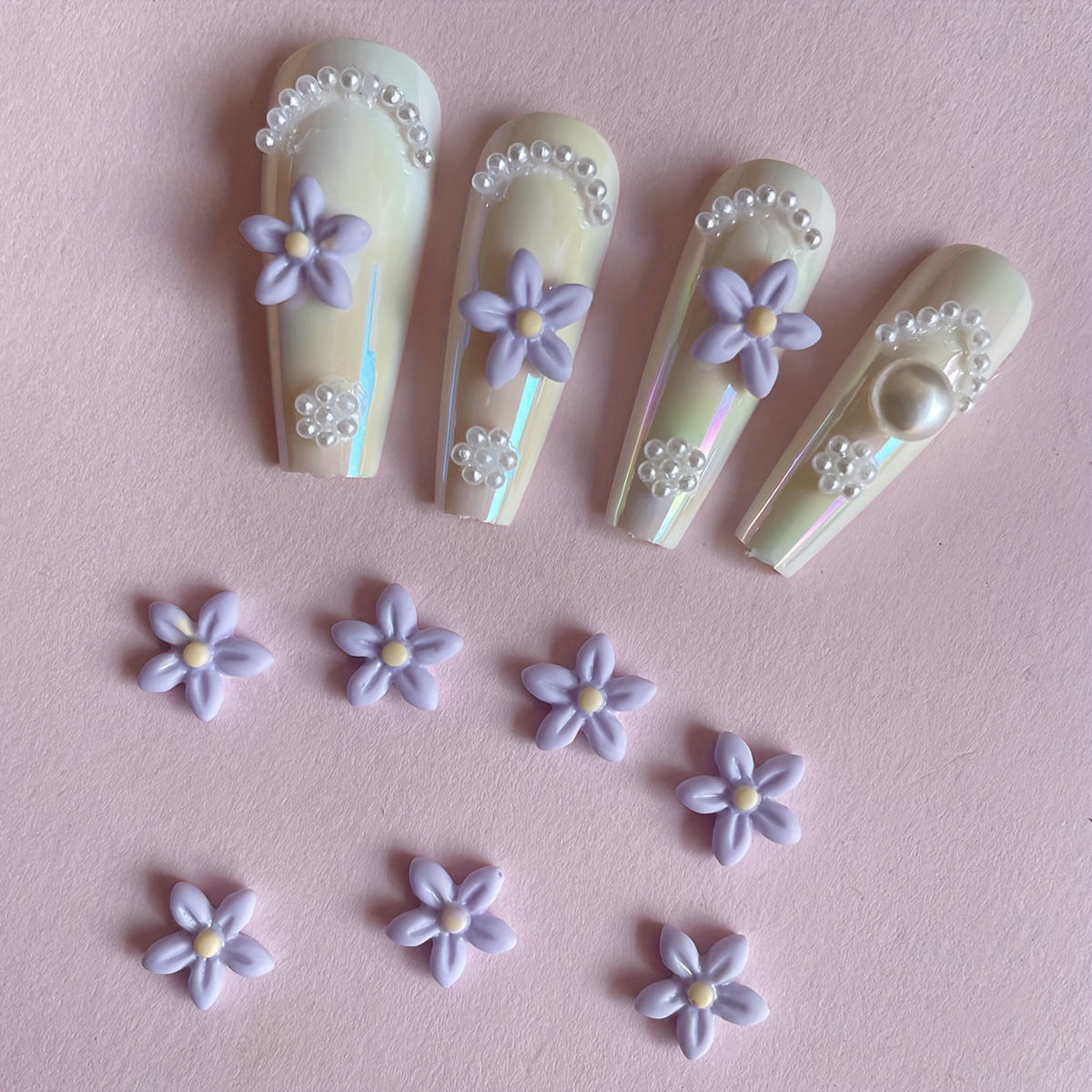 3d Flowers For Nails White Rose Nail Charms Resin Nail - Temu