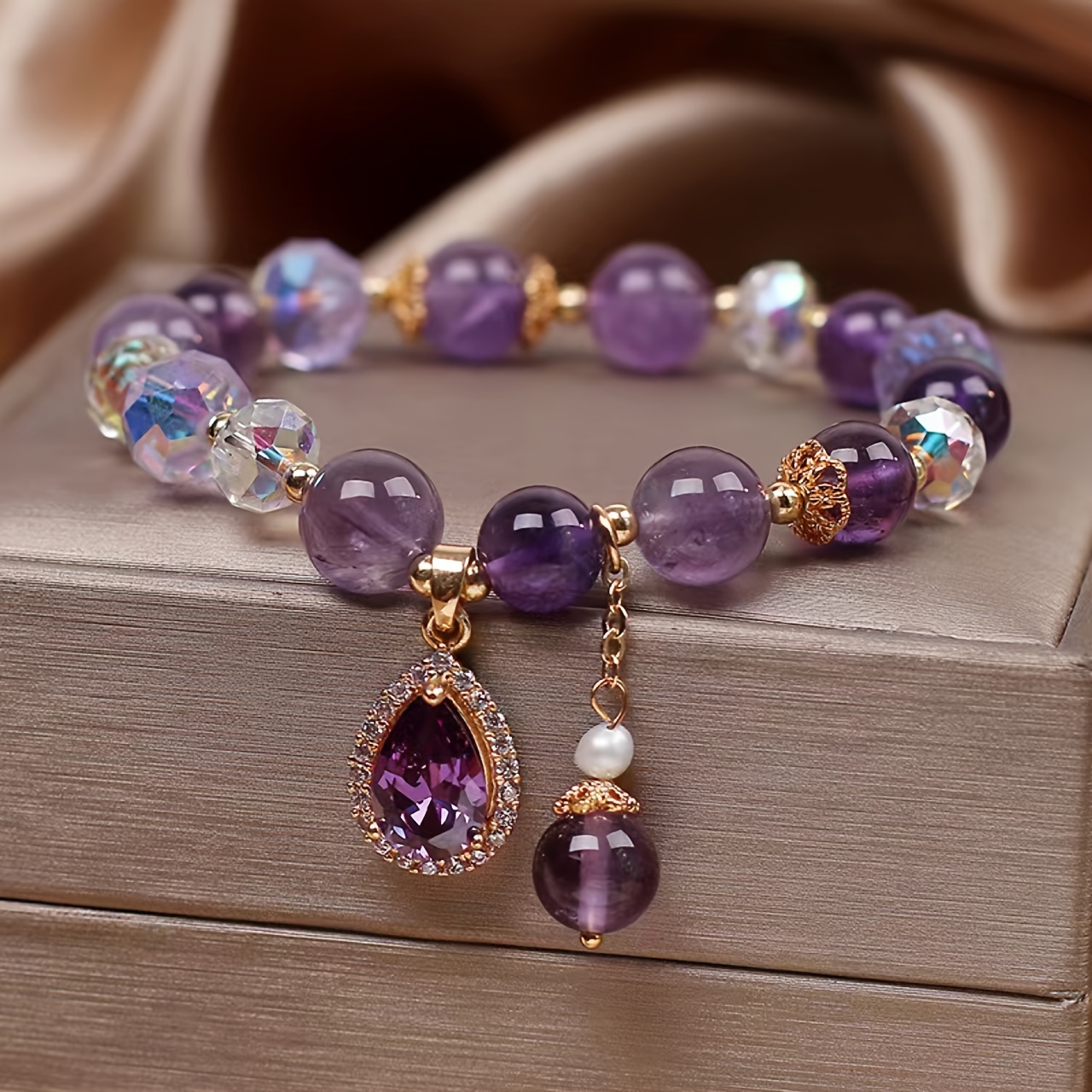 

Bracelet De Pendentif En Forme De Larme En Pierre Synthétique Violette Pour Femmes, Accessoire À La Main Élégant, Cadeau De Vacances, Accessoire Cadeau