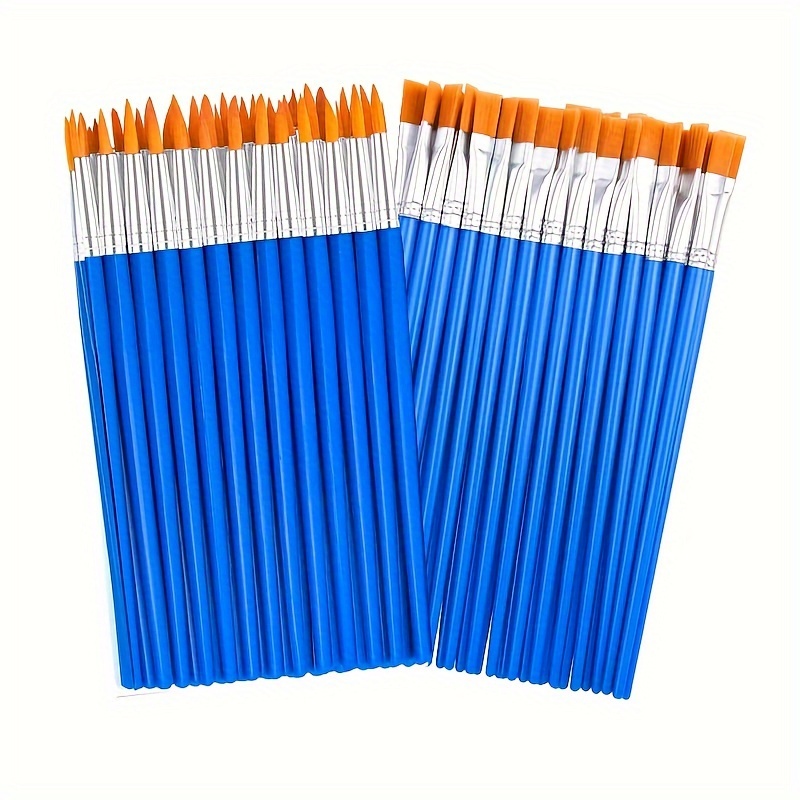 60pcs Paint Brushes Set 60pcs Acrylic Oil Watercolor Paint Brush Small  Brush For Detail Painting Round Flat Small Brush Bulk Nylon Hair Brushes  Craft
