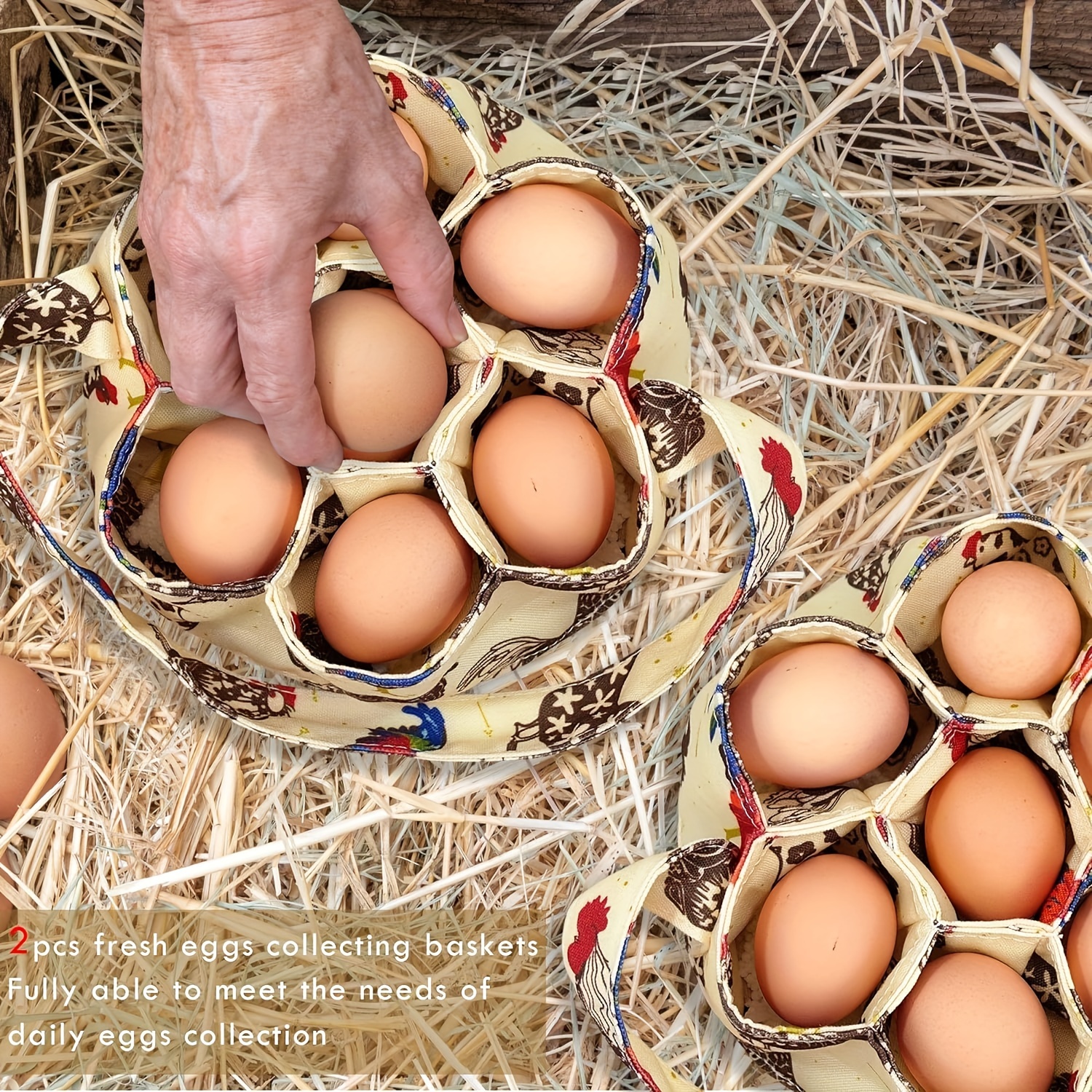 Egg Collecting Basket, Chicken Mini Egg Basket, Egg Collecting Basket With  7 Pouches, Chicken Egg Basket For Gathering Fresh Eggs