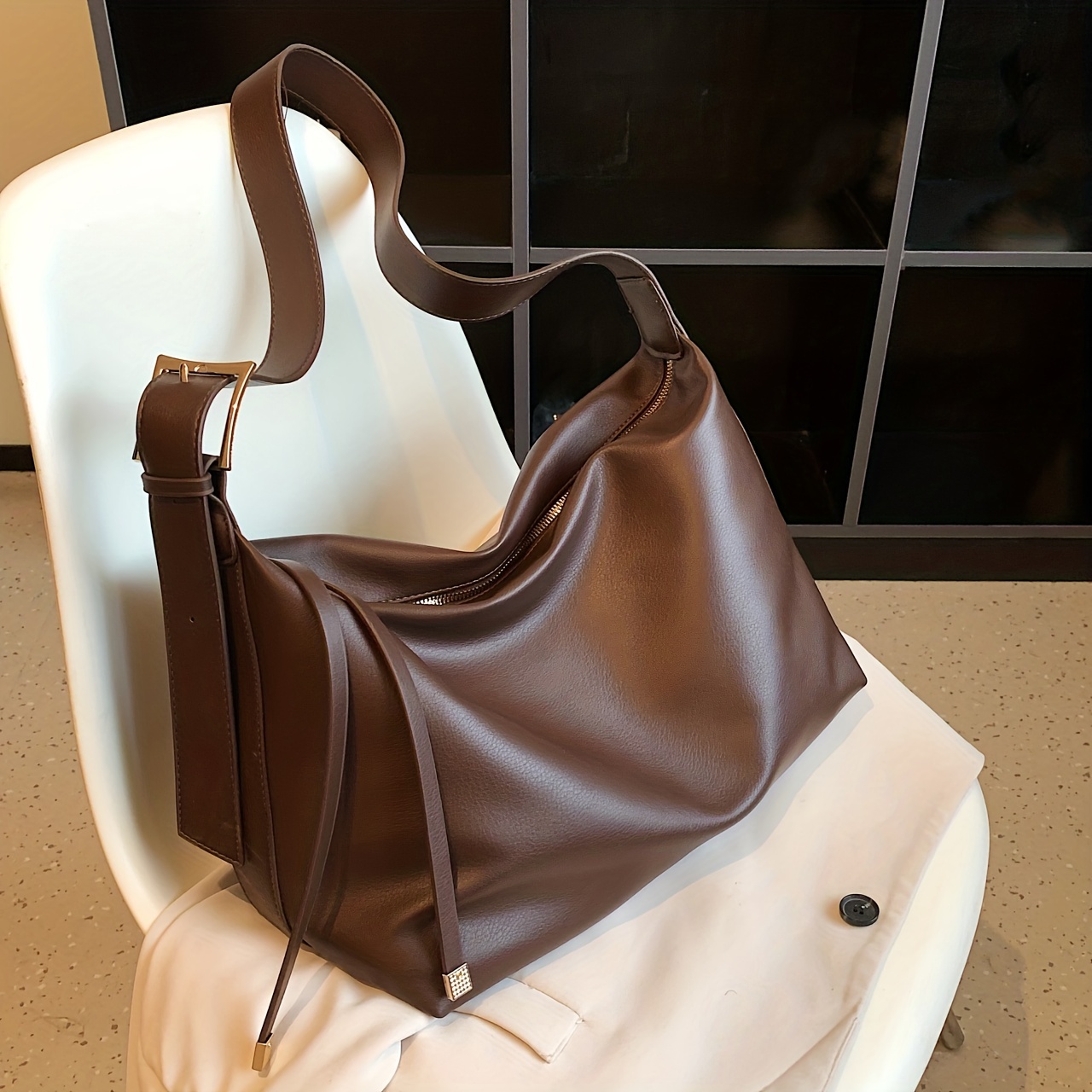 Minimalist Solid Color Shoulder Small Bag Zipper All match - Temu