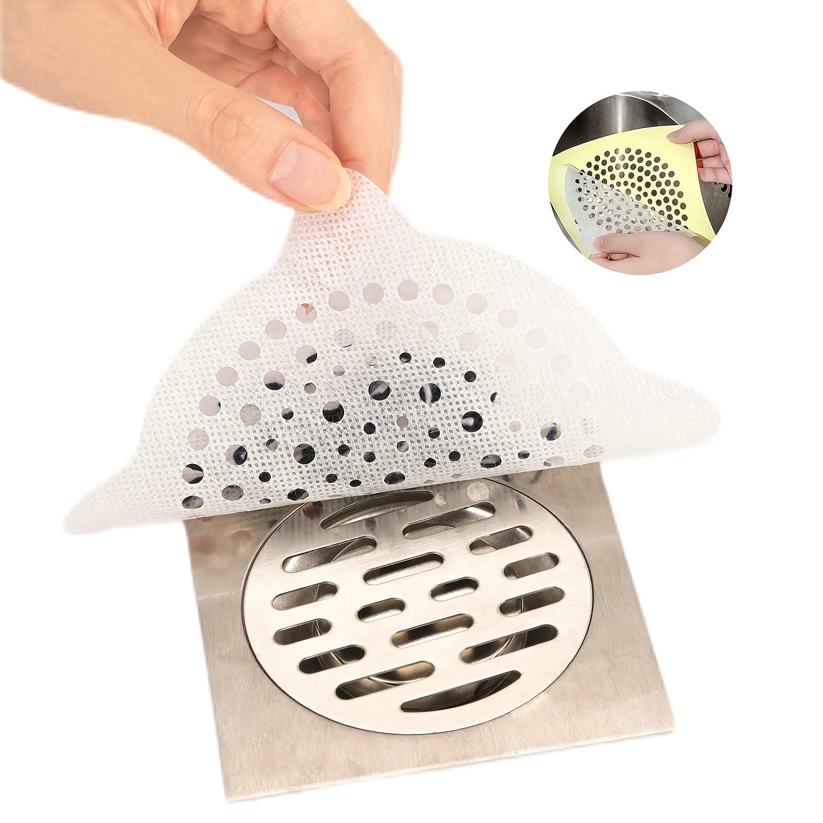 Disposable Drain Hair Catcher Stickers for Shower, White Mesh Stickers  4.3'', 25 PCS, Sticky Covers, Shower Drain Protector, Anti-Blockage - Yahoo  Shopping